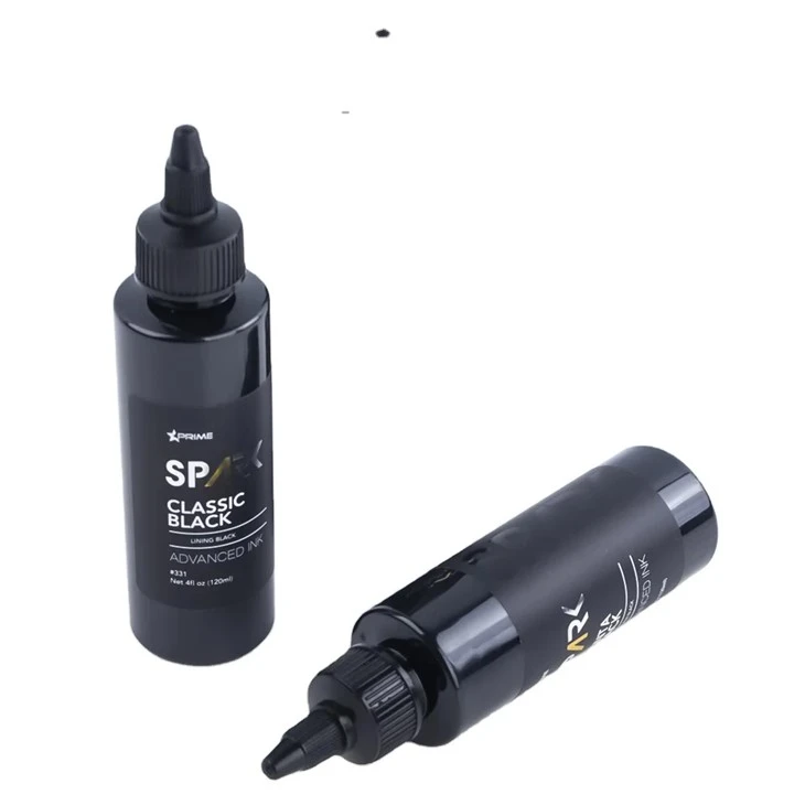 কালো উলকি কালি ক্লাসিক কালো 4OZ আস্তরণের কালো কালি সিরিজ স্পার্ক ট্যাটু কালি ট্যাটু কালি কালো আলো