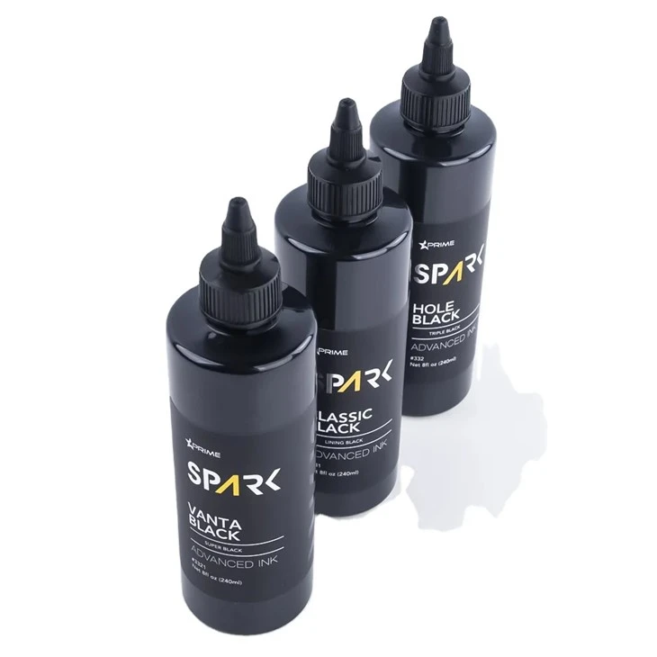 ভান্তা ব্ল্যাক 8OZ 4OZ সুপার ব্ল্যাক ইঙ্ক সিরিজ স্পার্ক ট্যাটু কালি ট্যাটু কালি সেট পেশাদার